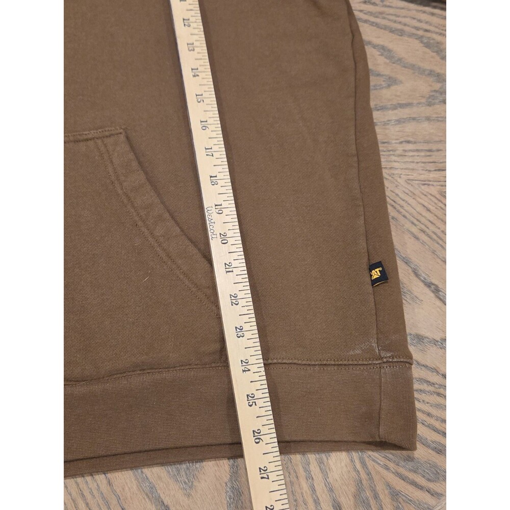 CAT Caterpillar Men's XL Heavyweight Fleece Pullover Hoodie Brown Workwear Logo - Picture 7 of 8